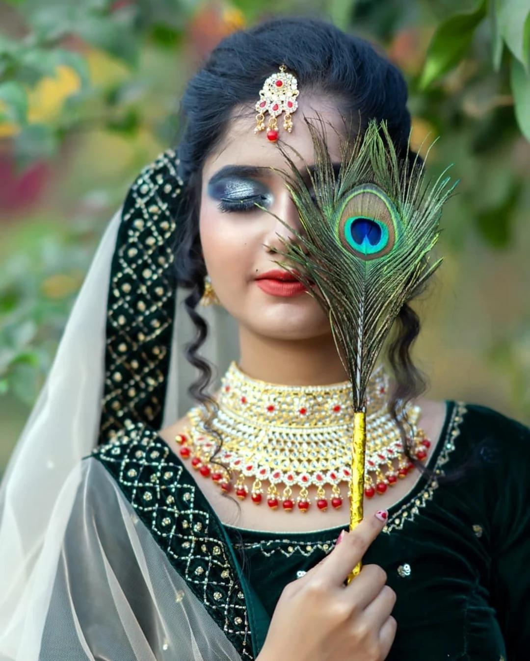 Emerald Velvet Radha Concept Bridal Portrait